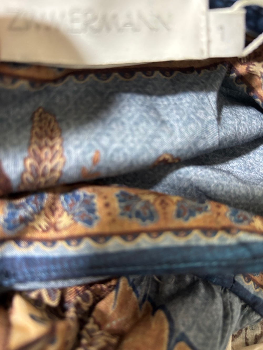 NWOT Zimmermann Beige and Blue Paisley Halter Tie-Waist Maxi Dress - Picture 12 of 12